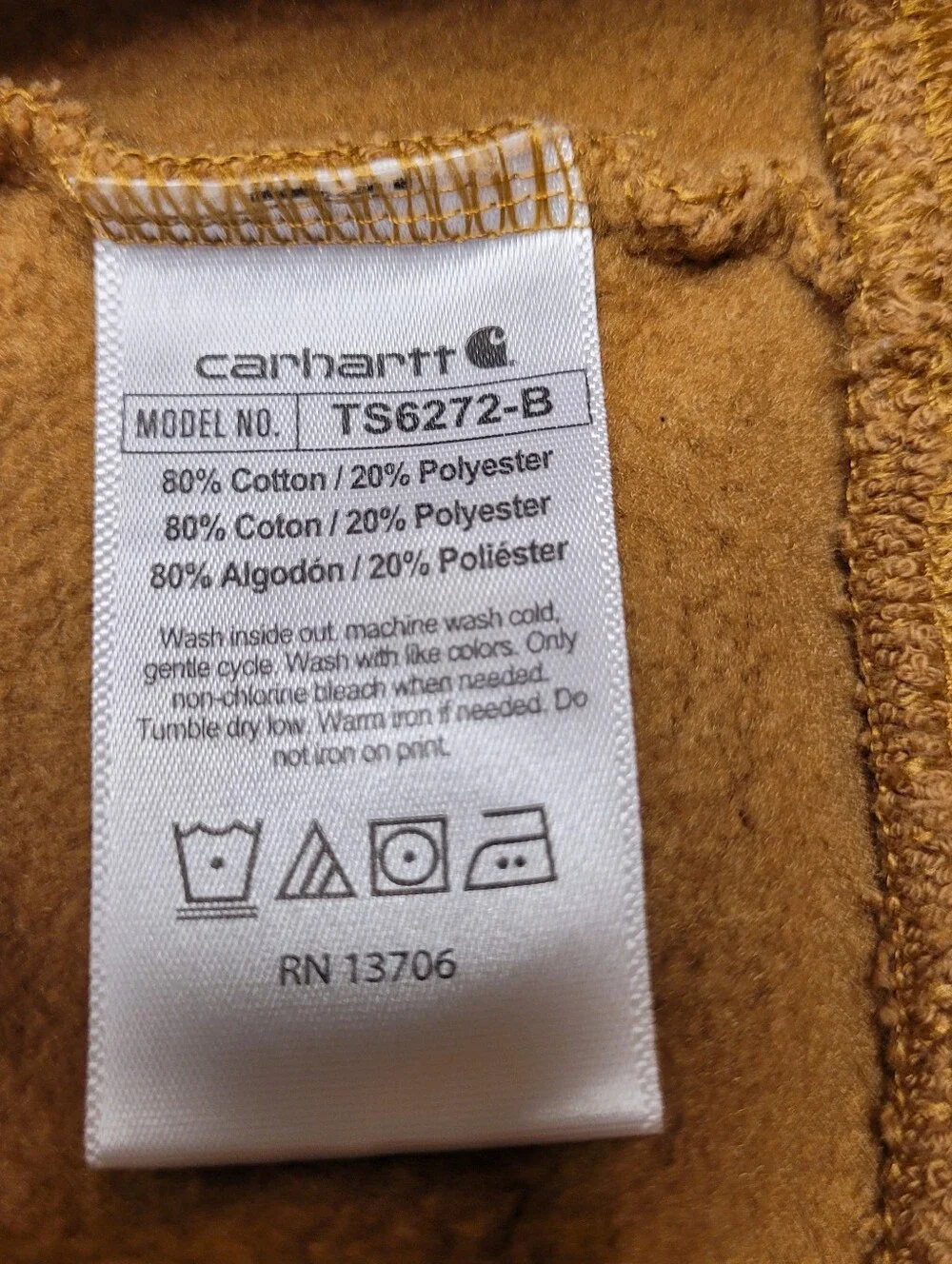 Carhartt Boys 4T Brown Fleece Pullover Logo Hoodie Size Tag Missing